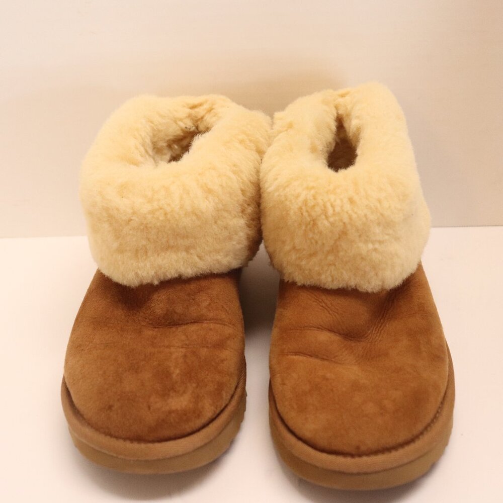 Ugg Women's‎ Classic Mini Classic Fluff Boots Chestnut Size 7 Brown Fur Lined